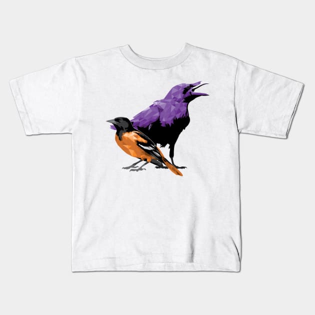 Baltimore Birds Kids T-Shirt by polliadesign